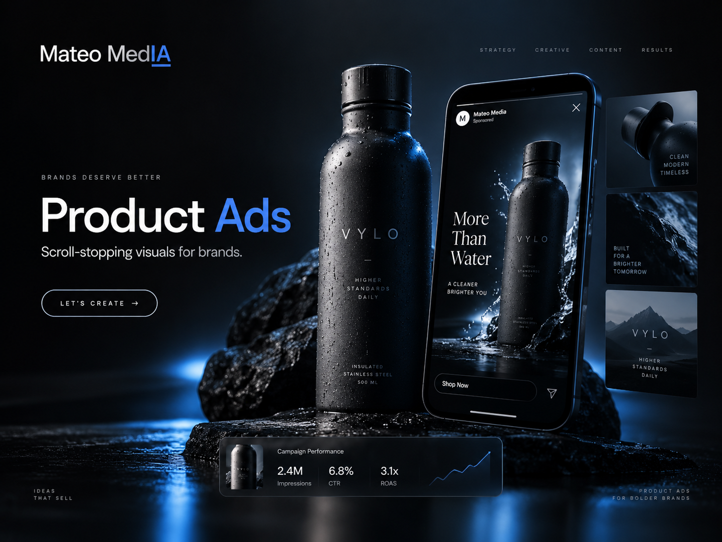 Premium AI product advertisement visual
